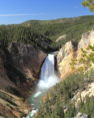 scenery waterfall yellowstone